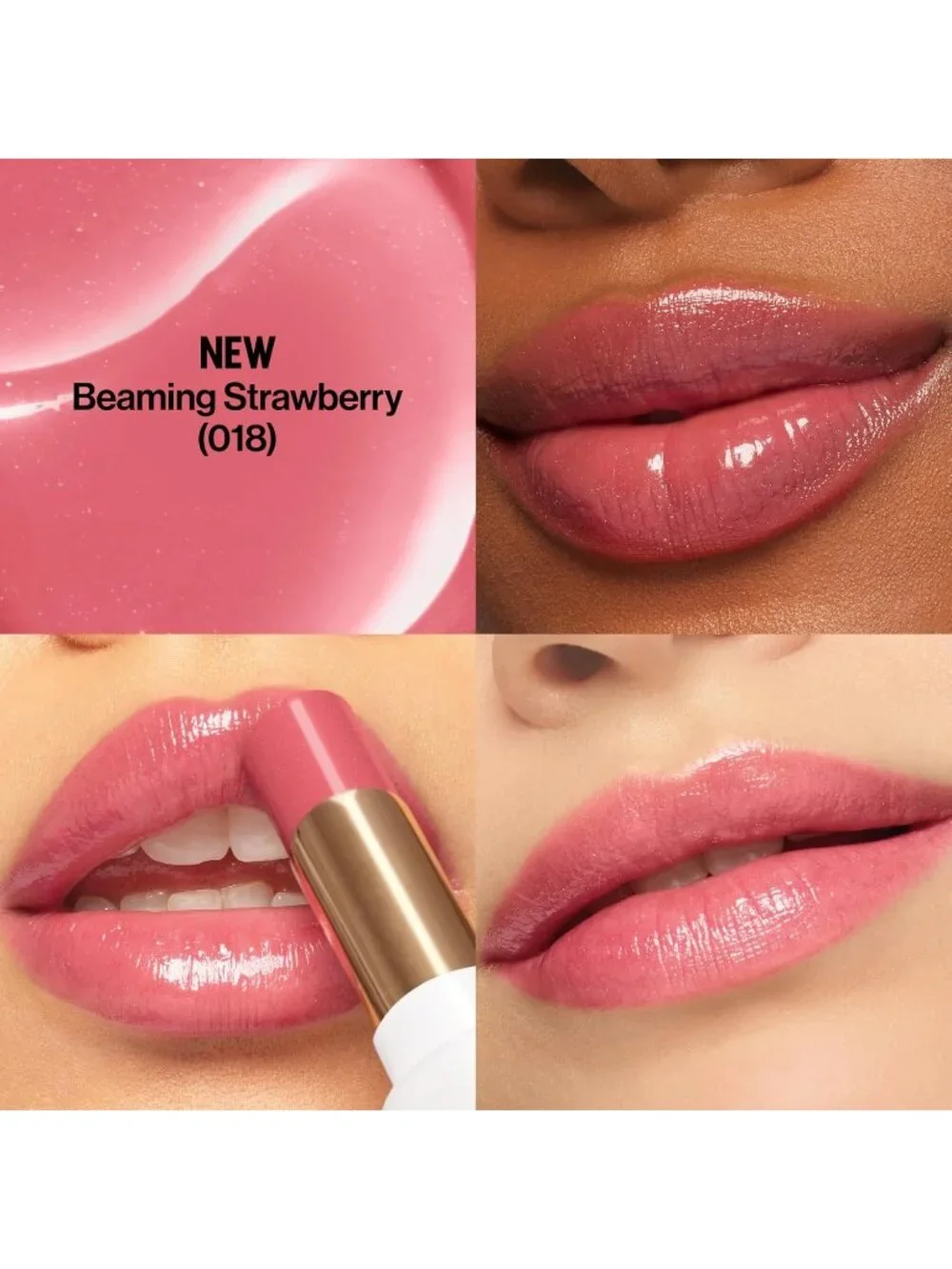Revlon 018 Beaming Strawberry Lustrous Shine Balm Hydrating Tinted Lip Gloss